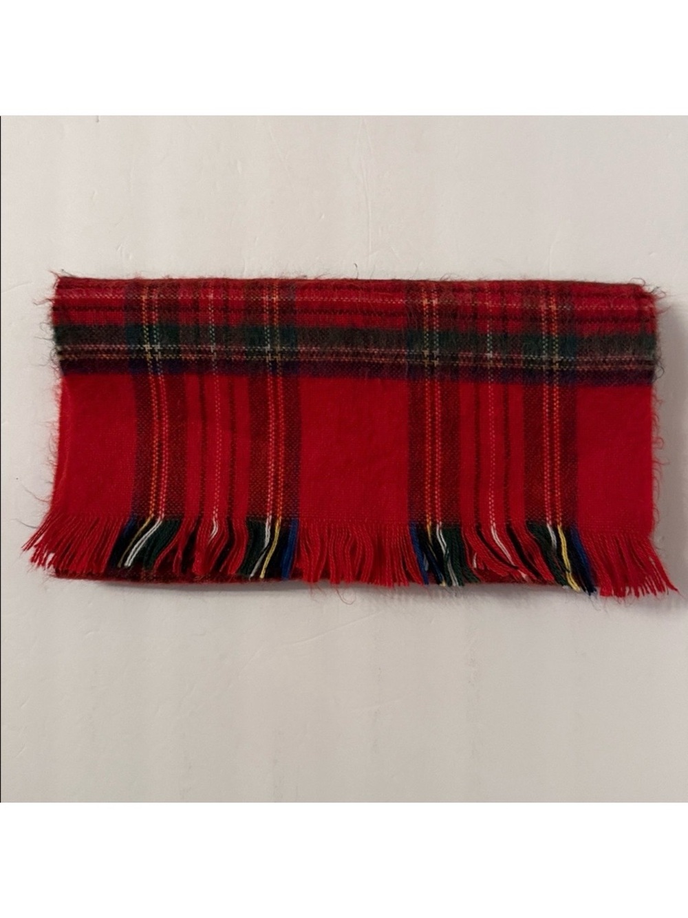 ENGLAND VINTAGE SCARF RED BLUE YELLOW TARTAN PLAID CASHMERE RECTANGLE